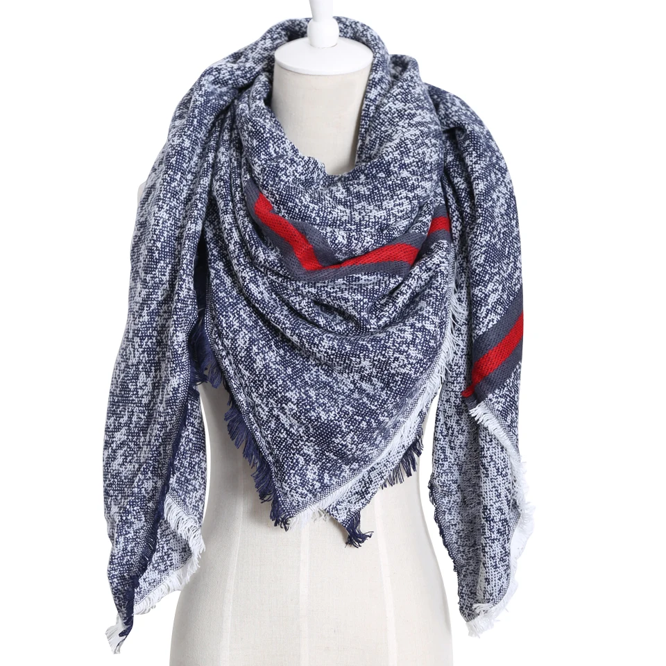 Luxury Brand Autumn Winter Scarf Women Solid Color Stitching Cashmere