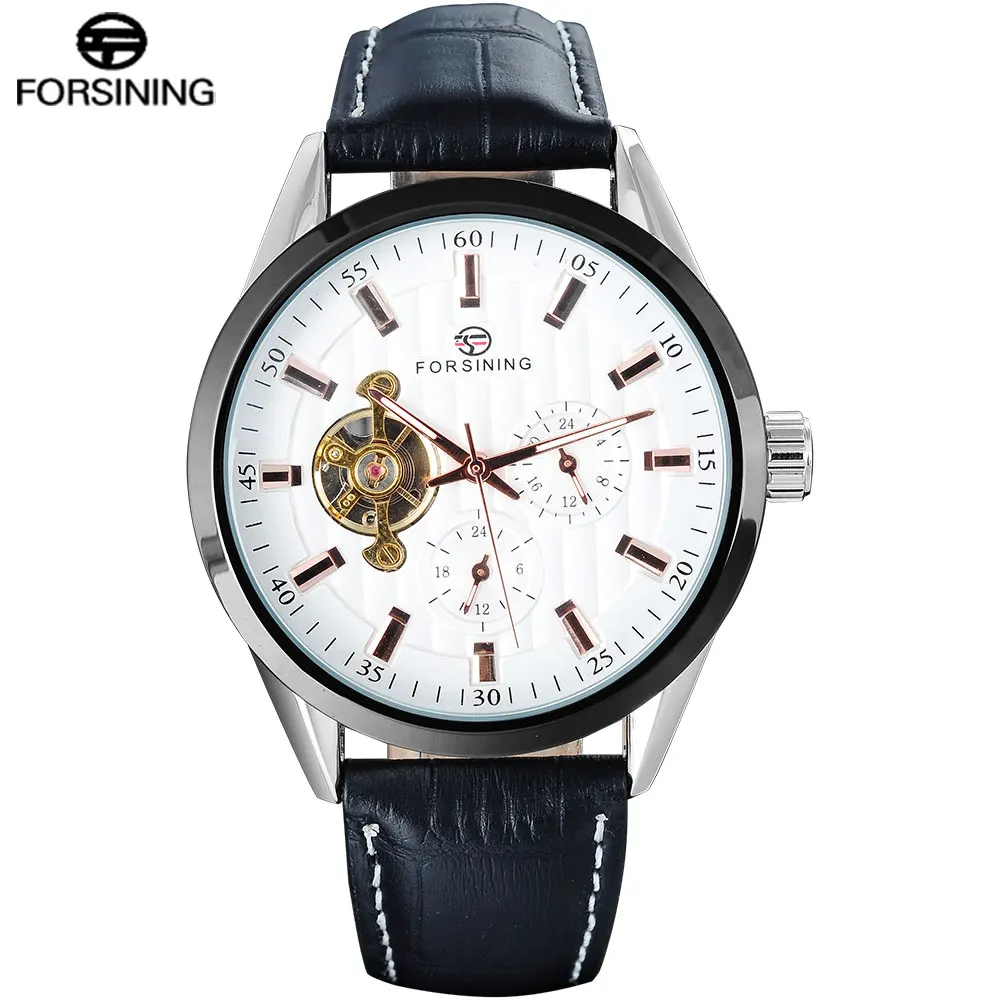 

FORSINING Classic Mens Watches Luxury Fashion Design Top Brand Genuine Leather Automatic Mechanical Mutli-color Men Watch