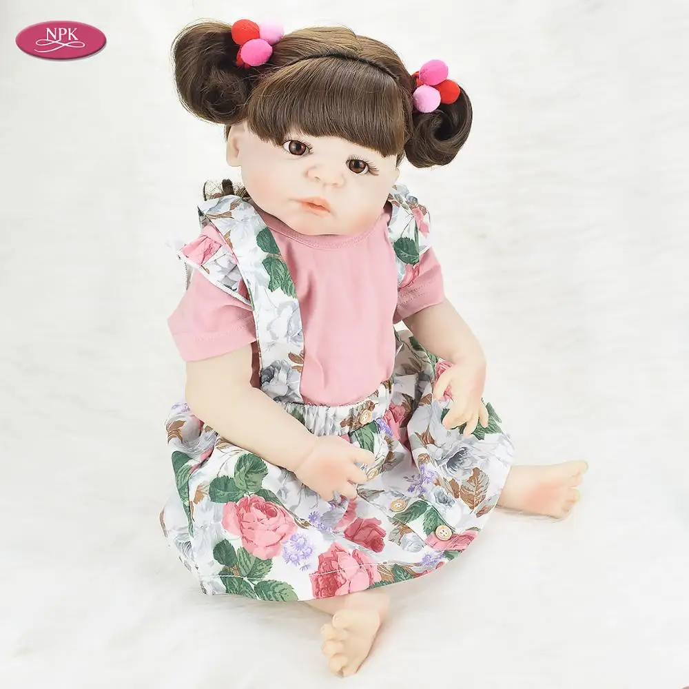 NPK настоящее полное Силиконовое боди Reborn Girl Baby Alive Doll Bathe Toys 55 см виниловый