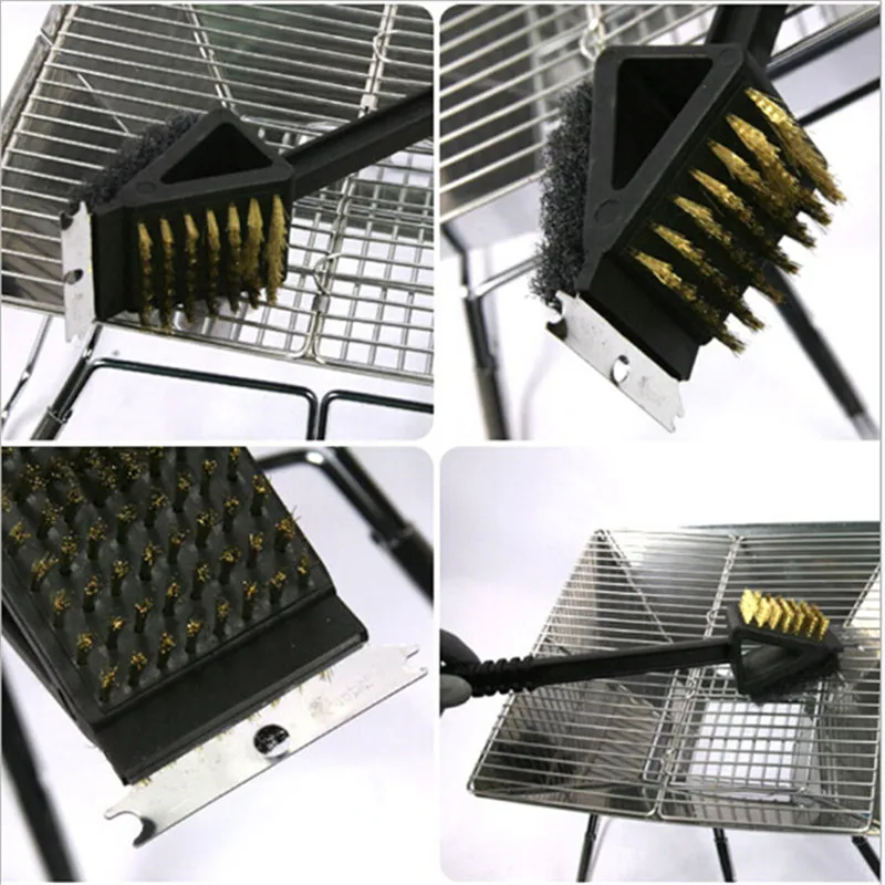 New 3 in 1 Non stick Barbecue Grill BBQ Brush Wire Bristles Cleaning