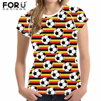

FORUDESIGNS 3D Soccerly Printing Women Short Sleeve Tshirt Girls Breathable Polyester Tee Shirt Female Casual Summer Tshirt