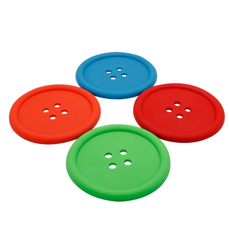 

Cute Colorful Silicone Button Cup Cushion Holder Drink Tableware Coaster Mat Pads 4pcs/ set
