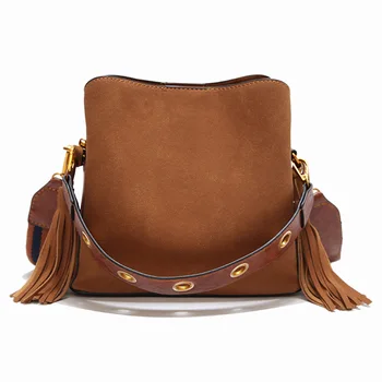 

Women's Pu Leather Handbags Fashion Shoulder CrossBody Bags Tassel Messenger Bag Bucket Women Bags Solid Color Hobos Women Bags