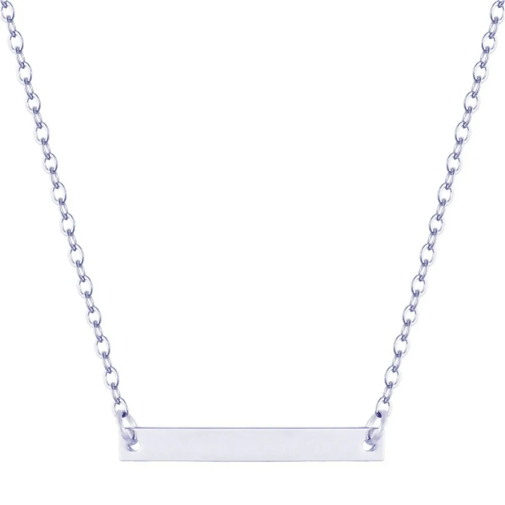 

New Personalized Blank Bar Pendant Necklace 3 Colors Stainless Steel Custom Heartbeat Necklace Can Engrave Name Women Jewelry