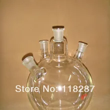 5000 мл, 24/29, 4, с круглым вырезом, на плоской подошве, Стекло фляга, 5L, четыре шеи, неделю в целом в зеленой стены, лабораторная стеклянная колба
