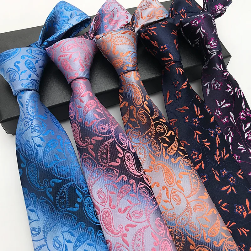 

2018 New Silk 8 cm Stripe Floral Tie for Wedding Party Holiday Gifts
