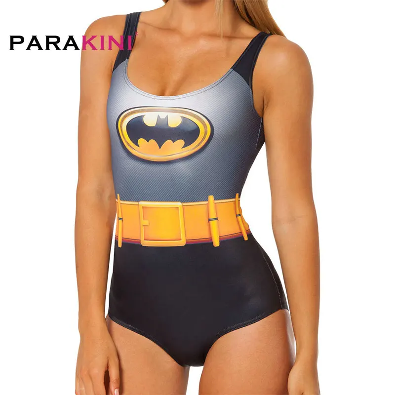 

PARAKINI New 2018 Digital Print Swimsuit Beachwear One Piece Swimwear Women Bathing Suits Batman Tiger Skeleton Print Beach wear