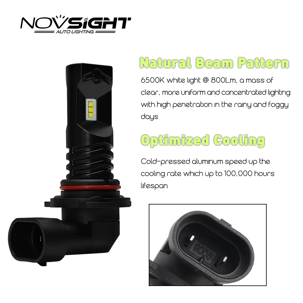 Novsight 9006 Hb3 h1 светодиодные автомобильные лампочки белый 6500K DC12v 9005 H7 h11 Противотуманные фары 6500K CSP чип 9006 80W Противотуманные фары для автомобильных ламп