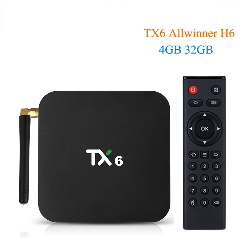 Tx6 Smart Android 7.1 Tv Box 4G 32G Allwinner H6 Quad Core 2.4G+5G Dual Wifi Bt 4.1 Set Top Box 4K Hd H.265 Media Player Eu Pl
