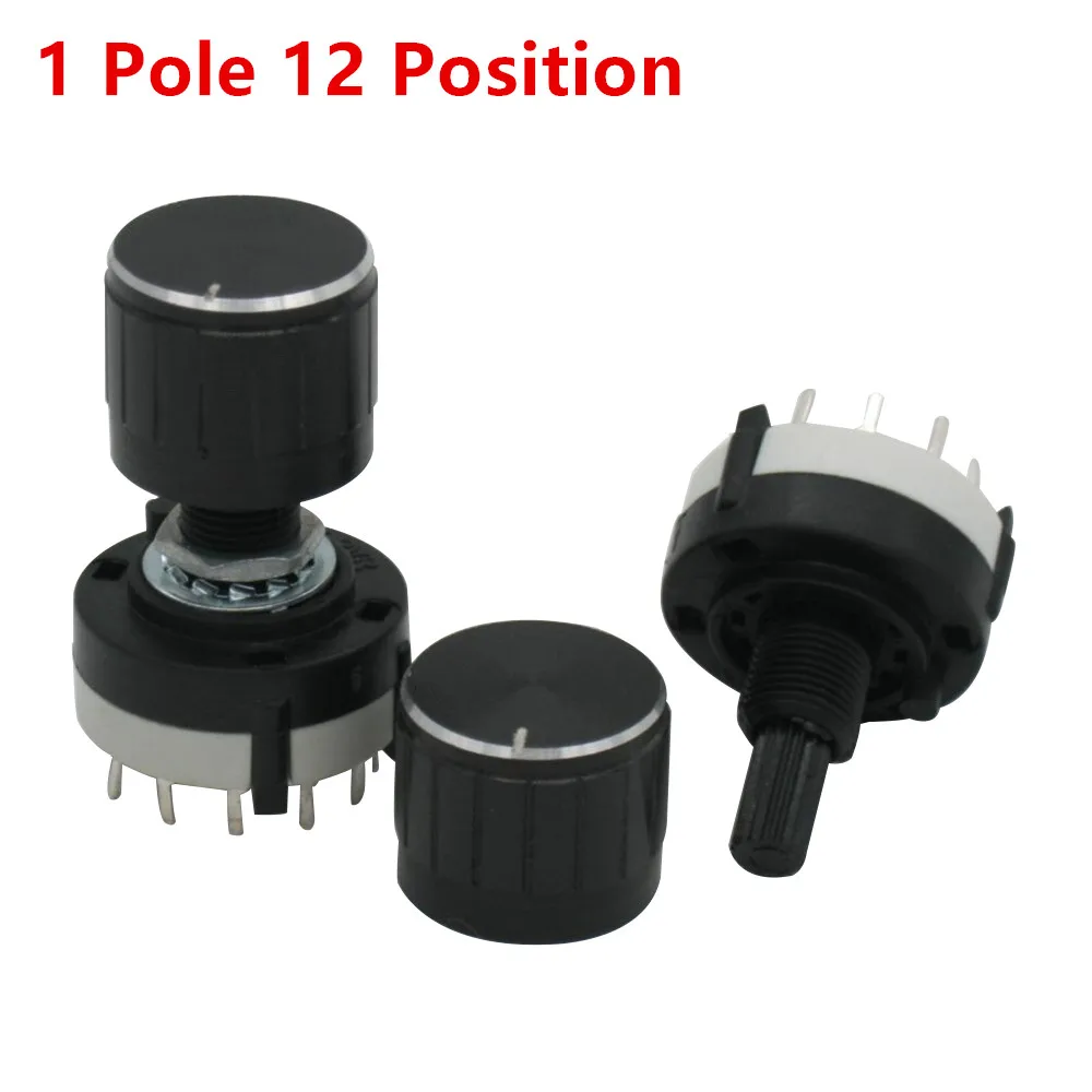 

2pcs RS26 1 Pole Position 12 Selectable Band Rotary Channel Selector Switch Single Deck Rotary Switch Band Selector +2pcs knob