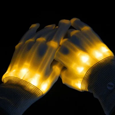 Светящиеся вечерние светодиодные перчатки для Хэллоуина, 1 пара, унисекс, светящиеся светодиодные перчатки, светящиеся вечерние украшения, светящиеся игрушки для танцев - Цвет: Цвет: желтый
