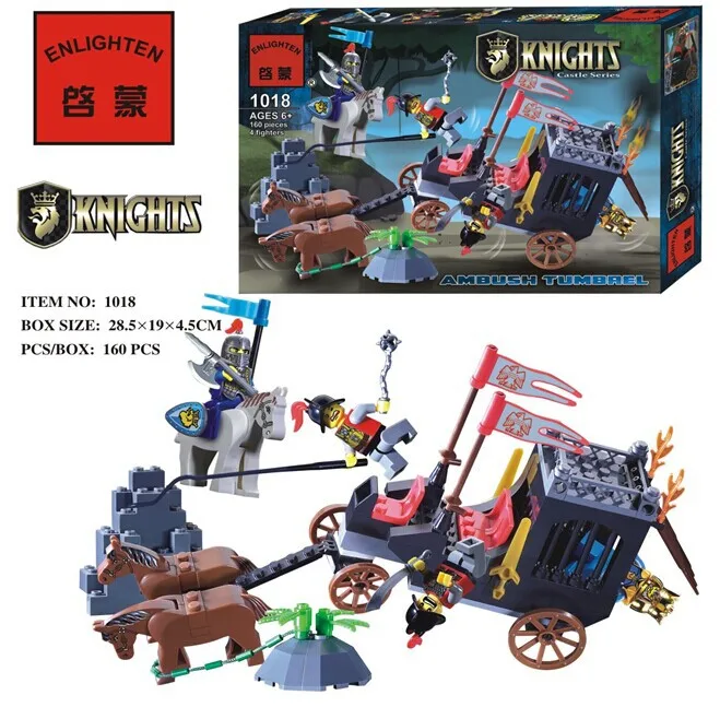 

Enlighten 1018 Medieval War Castle Soldier Knights Rob Van Ambush Tumbrel Minifigure Building Block   Toys Compatible with Legoe