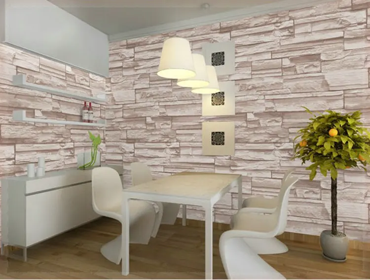 Gaya Cina Ruang Makan Desain 3d Wallpaper Batu Bata Latar Belakang