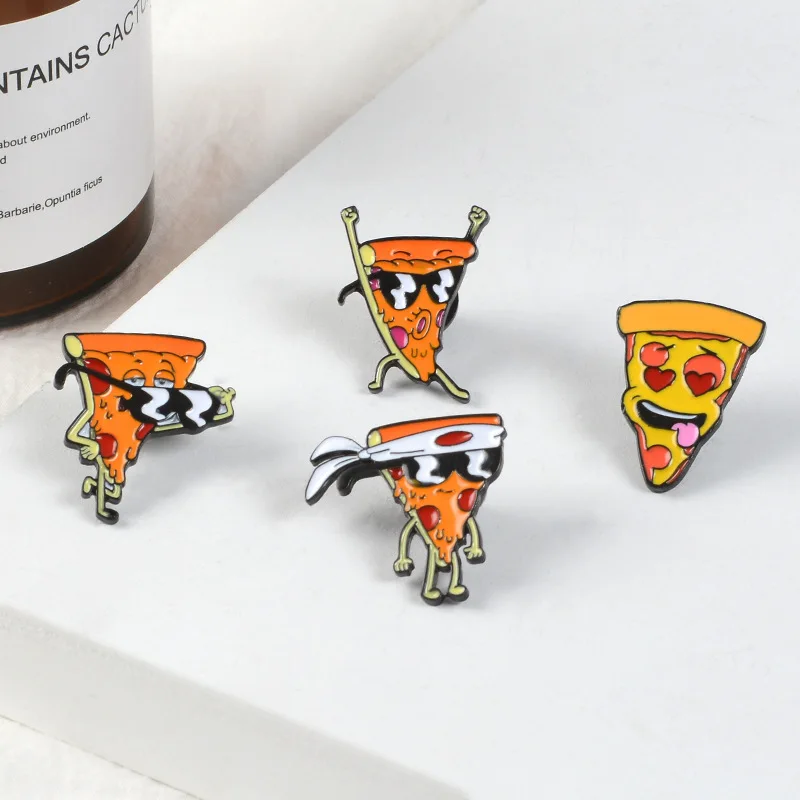 

Cartoon Fashion Brooch Cool Sunglasses Badge Pins Enamel Pizza Brooches for Women Men Backpack Bag Denim Jackets Lapel Pin Gift