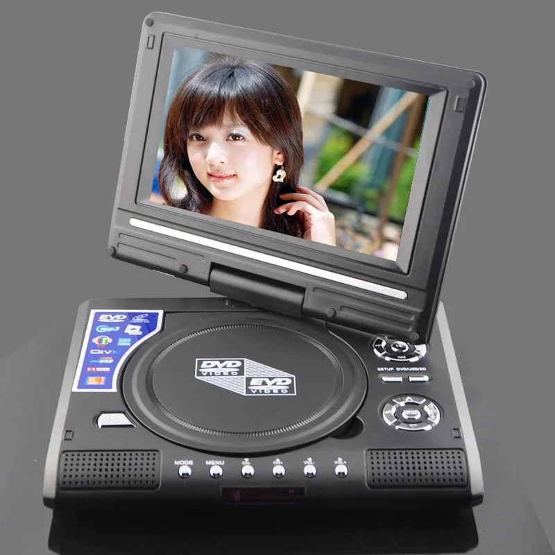 Lecteur DVD portable 9,8, Mini TV Son TV 3D Écran rotatif à 270