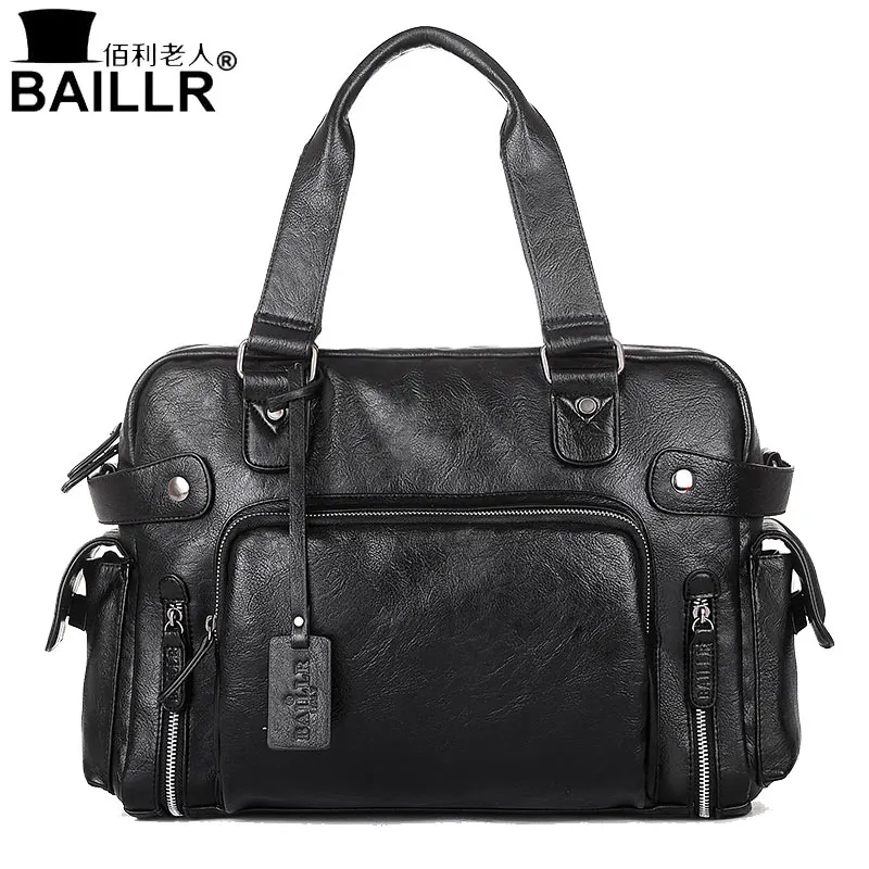 

BAILLR Handbag Luxury PU Leather Man Bags Vintage Business Large handle Bag Fashion For Men Shoulder Men's Casual Big Tote Bags