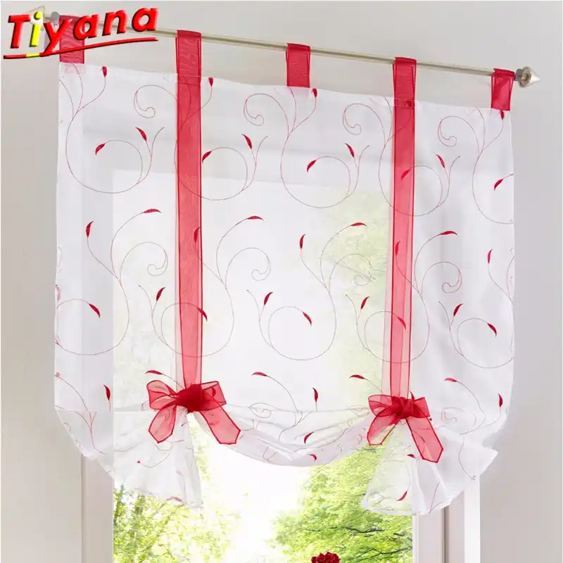 White Short Curtain Light Grey Voile Tulle Red Sheer Curtain Green