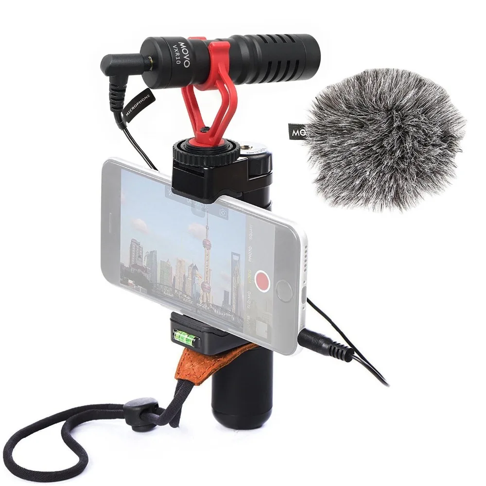 

Movo PR-2-PM Smartphone Video Rig with Shotgun Microphone, Grip Handle, Wrist Strap for ios and Android smartphone