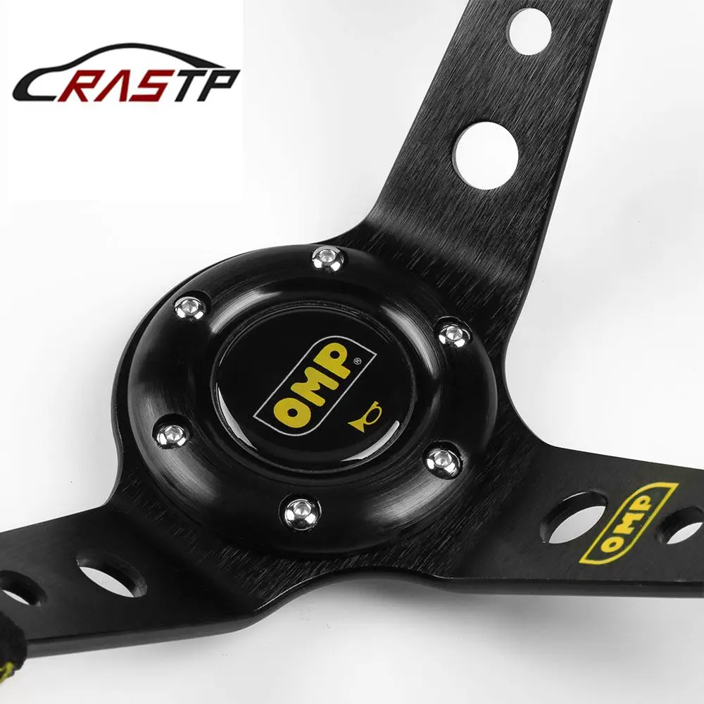 

RASTP - Black 350mm/ 14inch OMP Deep Corn Drifting Racing Suede Leather Steering Wheel Horn Button Push Cover RS-STW011-H