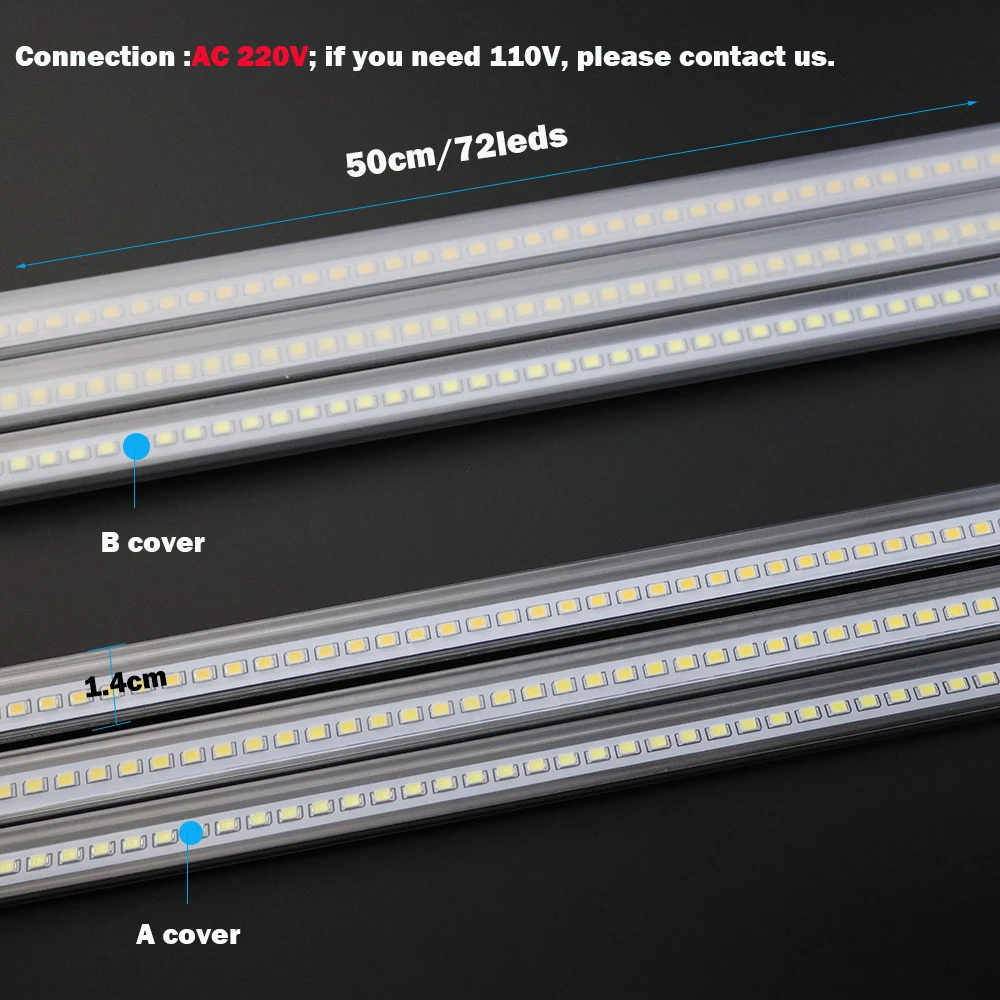 5 шт. светодиодный бар светильник AC220V высокое Яркость светодиодный трубки 50 см 72 светодиодный s SMD 2835 Светодиодный жесткой полосы энергосберегающий светодиодный люминесцентные лампы