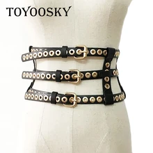 

2021 Luxury Brand Designer Punk Wide Girdle Belts for Women ladied Rivet Black Waist Belt Waistband Womens Belt TOYOOSKY