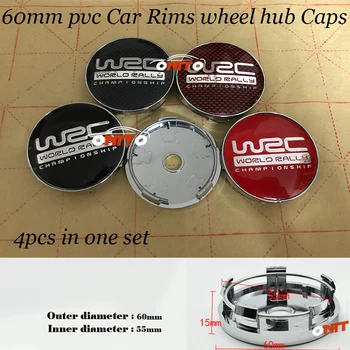 

Good Quality Chrome PVC Base 60mm Car Wheel hub Caps WRC LOGO Badge Emblem Car covers 56mm stickers accessories 4PCS/LOT