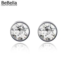 BeBella 7 мм круглые серьги-гвоздики с кристаллами для женщин кристаллы от Swarovski простой дизайн модные ювелирные изделия-гвоздики цветов