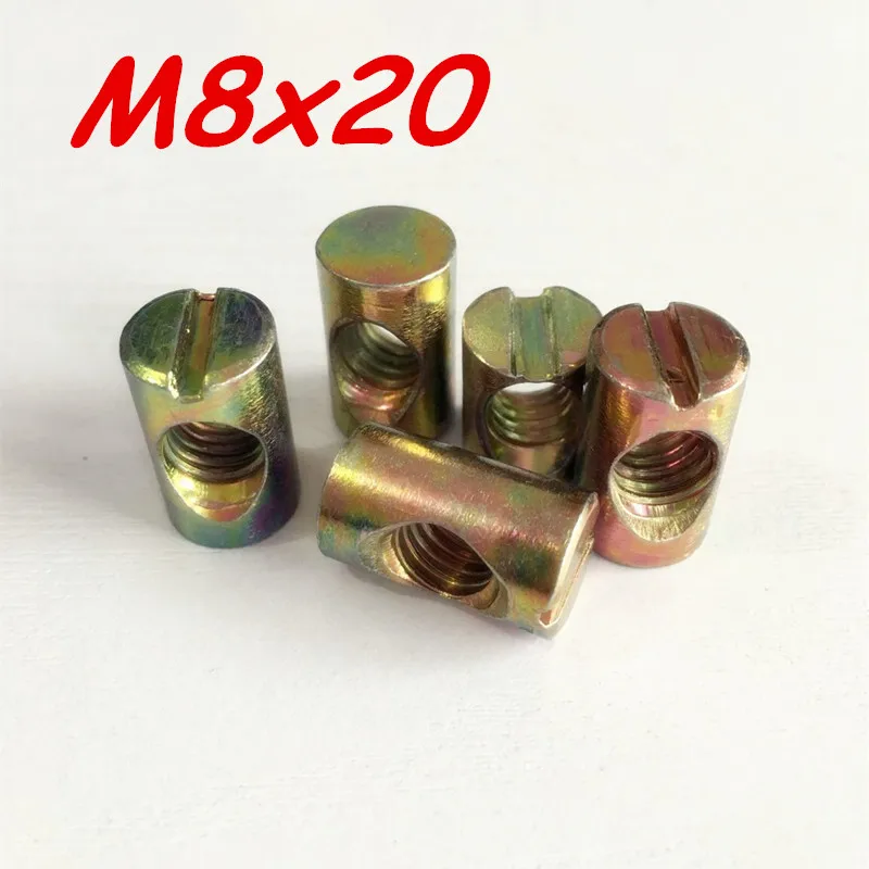 150p M8X20 Barrel Bolts Cross Dowel Slotted Furniture Nut fittings for