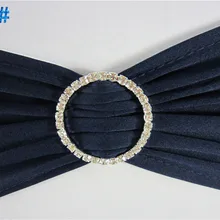 Темно-синие ленты из спандекса на стулья с пряжка с бриллиантами свадебные украшения/стрейч стул створки с большим горным хрусталем