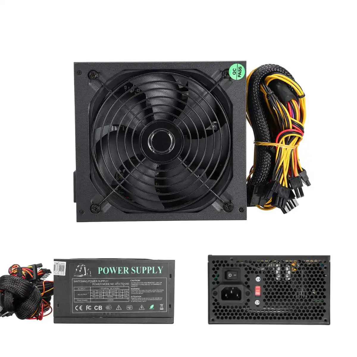 1200 W PC التيار الكهربائي للكمبيوتر وحدة PC PSU 24Pin SATA 6Pin 4Pin هادئة LED مروحة 80 زائد