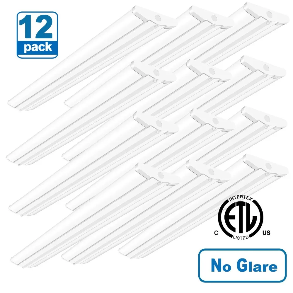 4FT LED Wraparound Shop Lights Ultra Slim 50W, No Glare, 5500 Lumens, 4000K Neutral White, 4 Foot Flush Mount LED Ceiling Wrap Light Fixture for Office Garage Workshop Kitchen, 12 Pack (3)