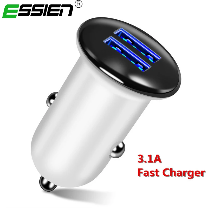 ايسين مصغرة المزدوج USB سيارة مهايئ شاحن 3.1A سيارة-شاحن الهاتف المحمول سيارة شاحن يو اس بي السيارات تهمة 2 ميناء لسامسونج فون X