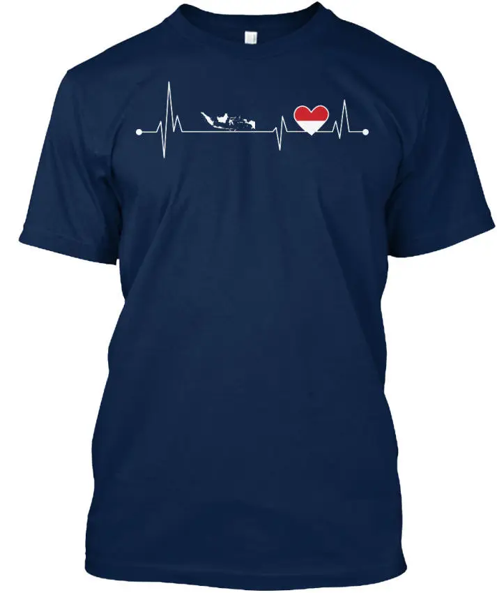 Футболка с принтом Мужская короткая Indonesia Hearbeat standard Unisex T-Shirt (S-5XL) T-Shirt Футболка с принтом Мужская короткая Indonesia Hearbeat standard Unisex T-Shirt (S-5XL) T-Shirt