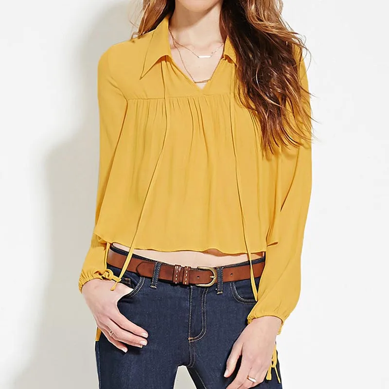 Ace Roman Women Blouses Turndow Collar 