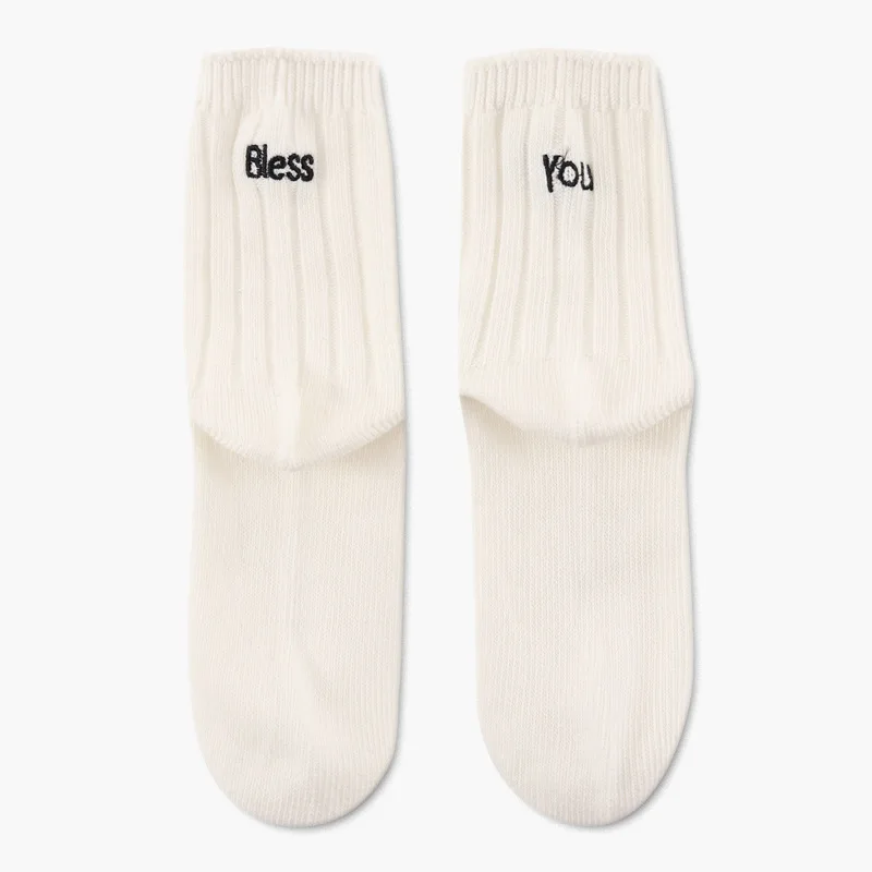 Cool Letter Patterned Women Cotton Short Sock Bless&After U Fashion Art