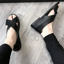 Мужские сандалии в европейском стиле; Новые Летние кожаные сандалии с открытым носком на плоской подошве с толстой подошвой; Мужские дышащие сандалии