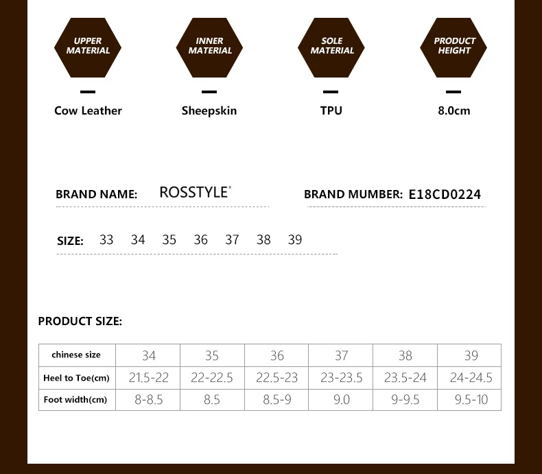 Flash Deal ROSSTYLE Winter Fashion Woman Ankle Boot High Quality Genuine Leather Short Boot Zipper Sexy Pointed Toe Thin Heel Warm Boot B33 21