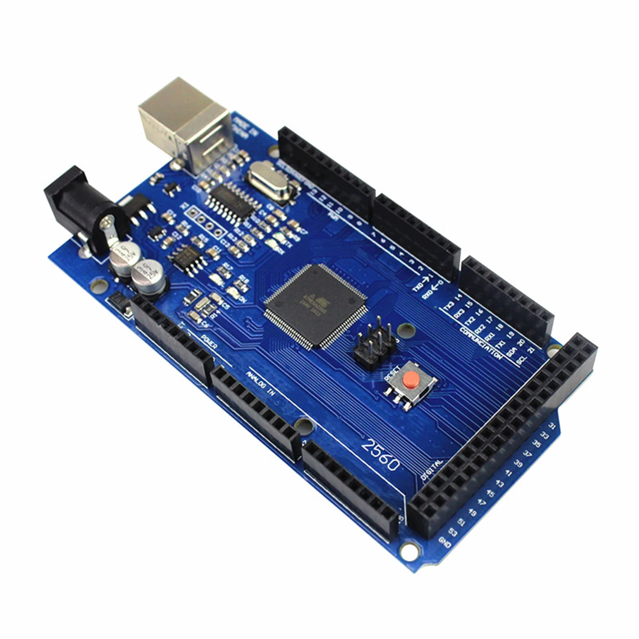 Мега 2560 R3 CH340G/ATmega2560-16AU MicroUSB. Совместимость для Mega 2560 с Загрузчиком(синий/черный) для Arduino - Цвет: MEGA-blue