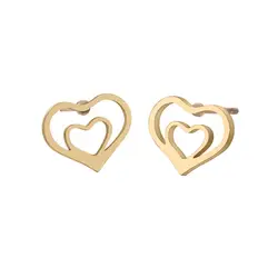 6 пар 0,8 см золотистые серьги в виде сердечек нержавеющая сталь серьги гвоздики ручной штампованные ювелирные изделия для женщин