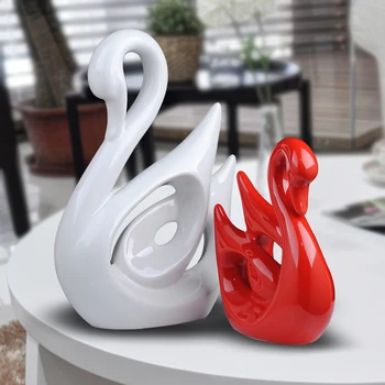 

The simplicity of modern ceramic white swan decorative handicrafts lovers Home Furnishing gift home furnishings