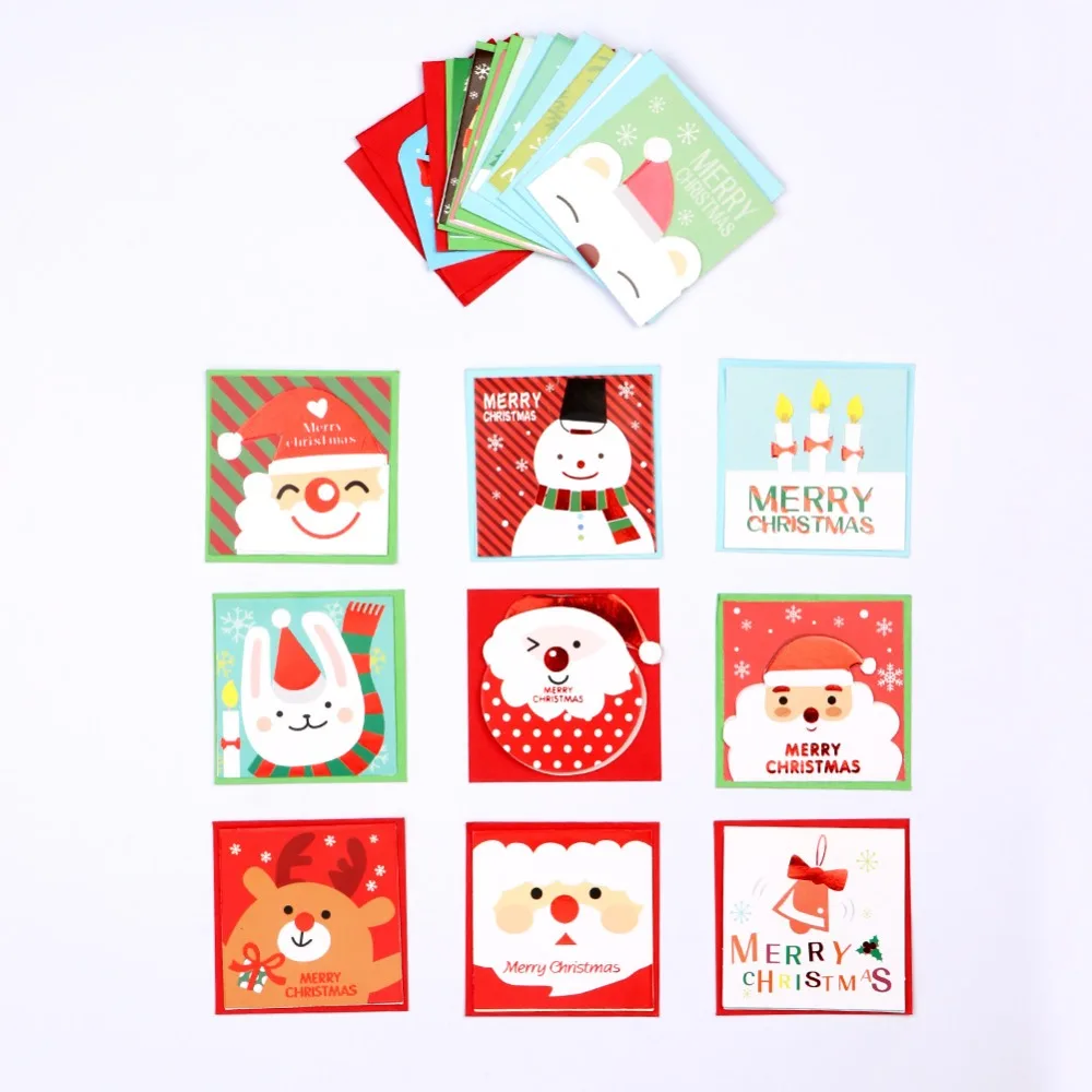 Теплые рождественские подарочные открытки, 20 шт. в упаковке, открытки с конвертом, с изображением сномана, Санта-Клауса, день рождения, благодарственные открытки