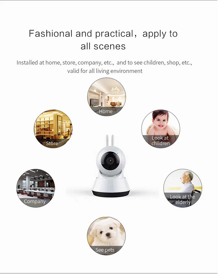 SUCAM High Definition 2MP Wifi Pan Tilt IP Camera Two Way Audio Motion Detection Alarm 1080P Wireless IP Camera with Two Antenna