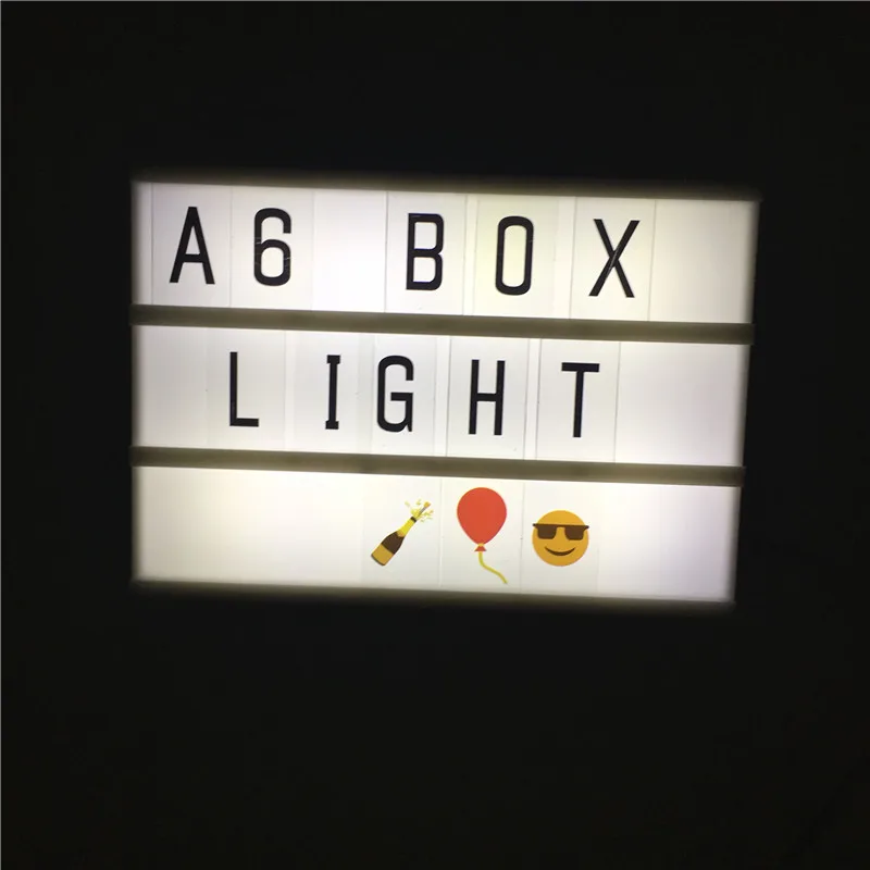 

Factory Price A6 Size Cinemaic Lightbox Night Lamp Power AA Battery or USB Cable With 90 PCS Sign Letters For Home Decor Lighing