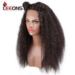 Leeons длинные черные странный прямо кружева парик синтетические парики для черный Для женщин популярные термостойкие Fibre парики природных