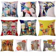 Colorful India Elephant Cotton Linen font b Pillow b font Case 18 inch Square Chair Waist