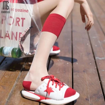 

Manoswe 1 Pair Fashion Women's Summer Socks Female Causal Thin Transparent Socks Breathable Patchwork Long Leg Hipster Hosiery