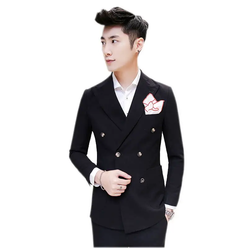 Popular Mens Black Double Breasted Blazer-Buy Cheap Mens