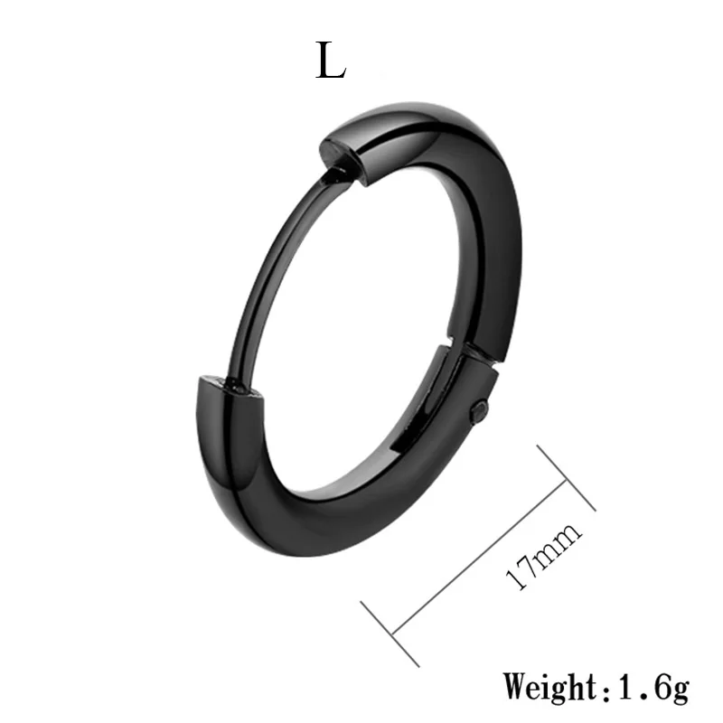 Горячая унисекс Круглый круглый ушной обруч серьга с пряжкой 13 мм/15 мм/17 мм черные серьги титановая сталь для мужчин и женщин ювелирные изделия