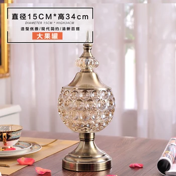 

European style living room glass candy jar with a lid storage tank table table decoration modern snacks tank crafts