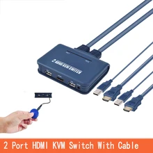 HDMI KVM Switch 2 Port With Cable for Dual Monitor USB Keyboard Mouse HDMI switch Support desktop controller 